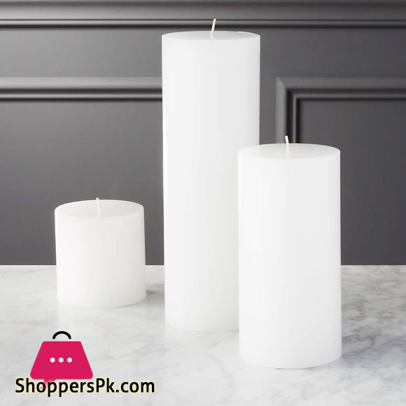 White Pillar Candle Long Burn Time Price in Pakistan Set of 3