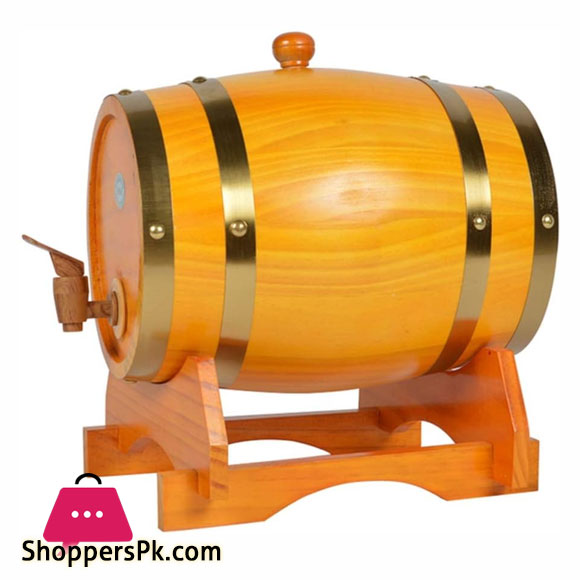 Wooden Barrel Bucket 3L Handmade Solid Wood Bucket with Stand for Storing Drinks