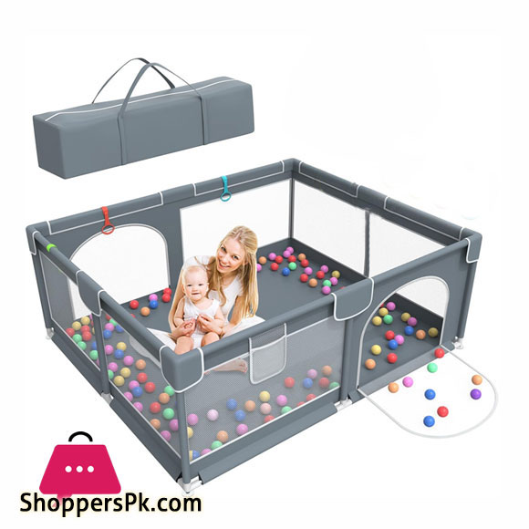 Shopino Baby Playpen Kids Large Playard Ball Pit Indoor & Outdoor Kids Activity Center Infant Safety Gates with Breathable Mesh Sturdy Play Yard for Toddler Portable Childrens Fences - 5.9 feet x 4.92 feet