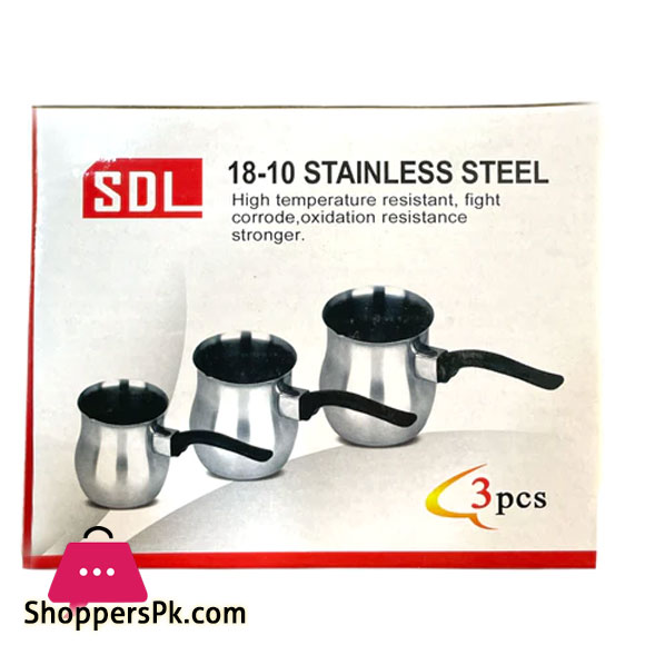 18-10 Stainless Steel Turkish Coffee Pot 3 Pc of Set