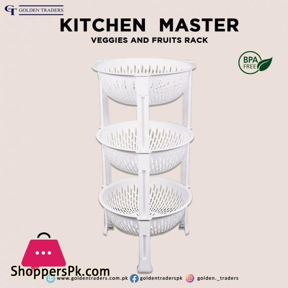 3-Tier Kitchen Plastic Fruit Vegetable Basket Round
