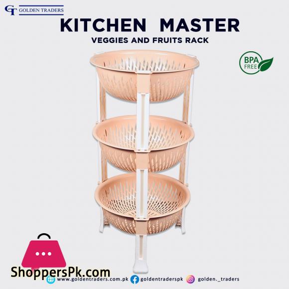 3-Tier Kitchen Plastic Fruit Vegetable Basket Round