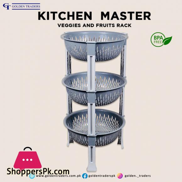 3-Tier Kitchen Plastic Fruit Vegetable Basket Round