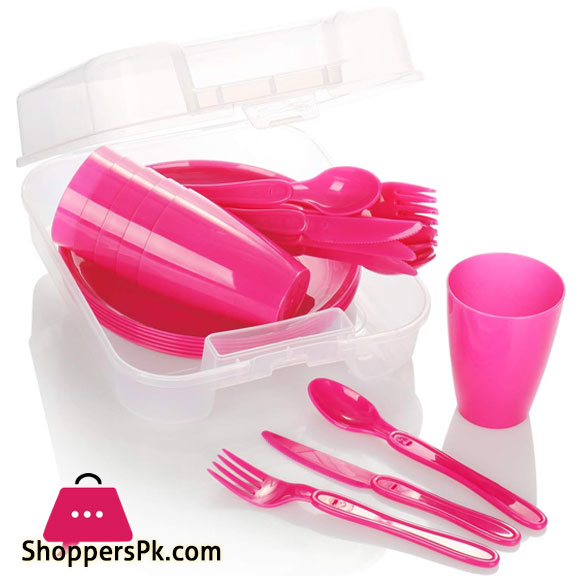 31-Piece Picnic Set Picnic Basket & Reusable Tableware Set for 6 Person Ideal Picnic Case for Camping Home Beach and Backpacking