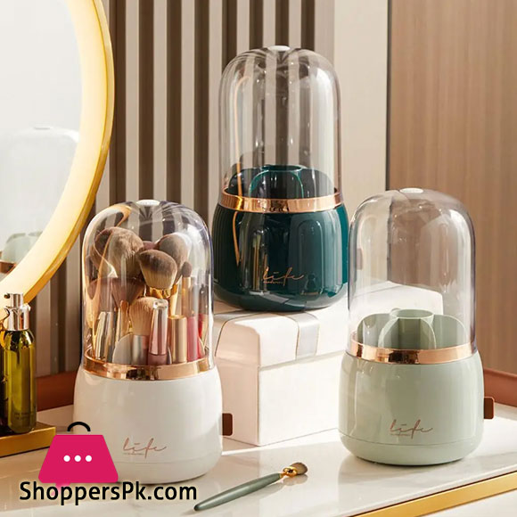 360° Rotating Makeup Brush Holder Portable Desktop Makeup Organizer Cosmetic Storage Box Makeup Tools Jewelry Container