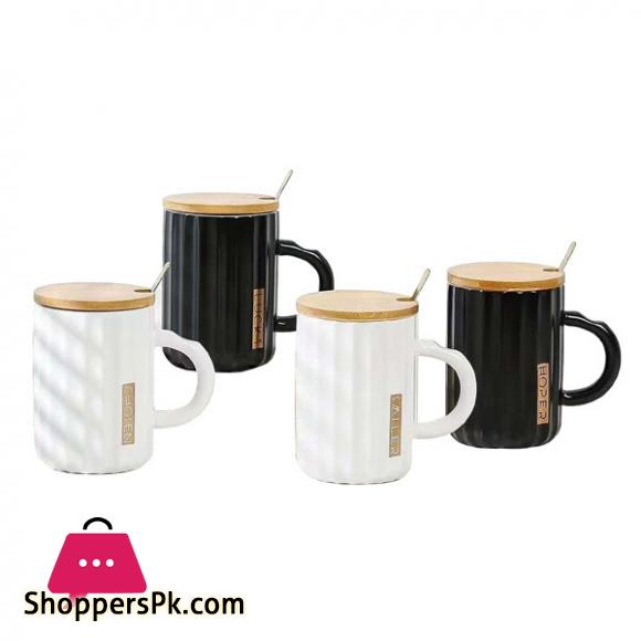 Coffee Mug Tea Cup lid Minimalist design for Office and Home with spoon MG-208