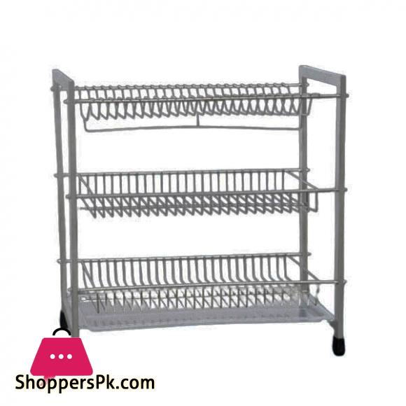 Elegant 3 Layer Plate Rack Grey Metallic ESS9913