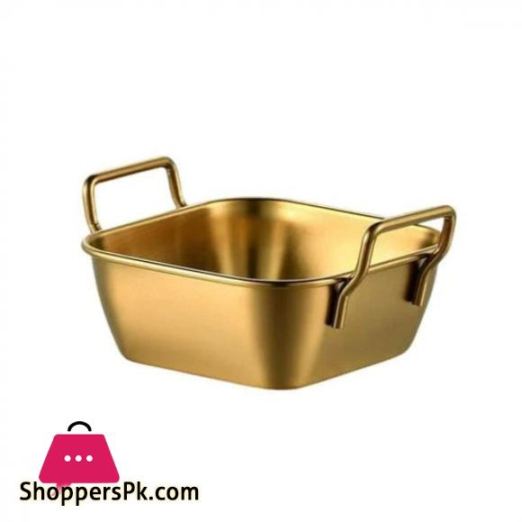 Gold Plated Square Dish With Handle 18 CM