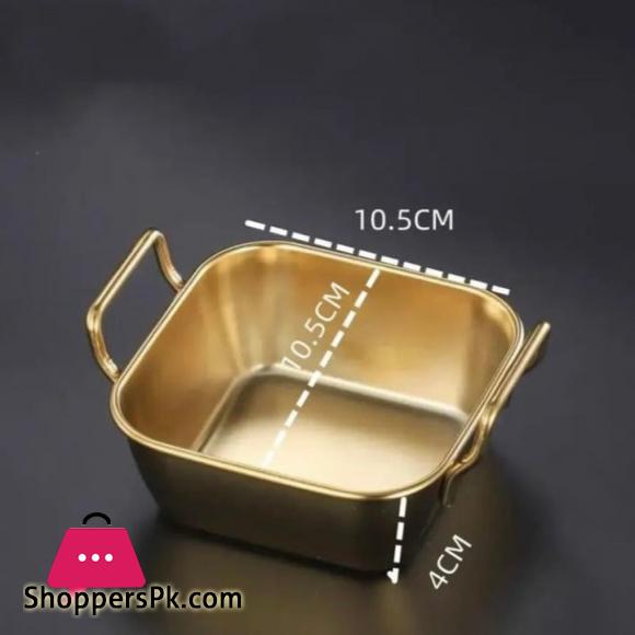 Gold Plated Square Dish With Handle 18 CM