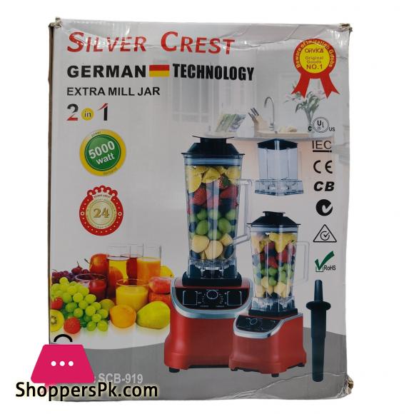 Heavy Duty 2 Cups Silver Crest SCB-919 Blender and Grinder 4500W