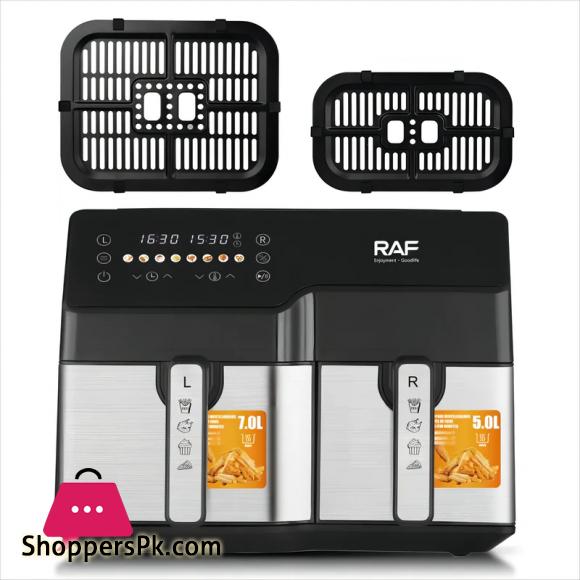 New RAF XXXL12L Dual Zone Digital Smart Air Fryer | R.5342 | 7L + 5L Bowl Capacity | 1550W + 1250W | Stainless Steel