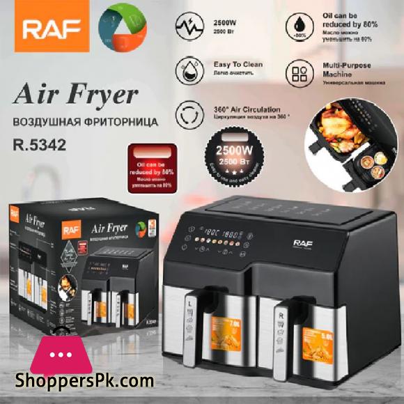 New RAF XXXL12L Dual Zone Digital Smart Air Fryer | R.5342 | 7L + 5L Bowl Capacity | 1550W + 1250W | Stainless Steel