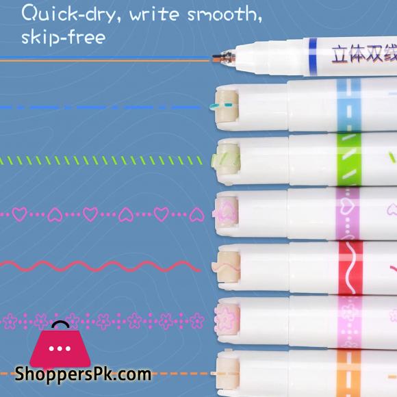 Pack of 6 Linear Roller Color Highlighter Pen Set For Kids And Adults, Best Highlighter Pens For Study, Book, Drawing Art# M247-RH-6Pcs-0002