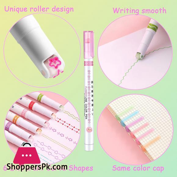 Pack of 6 Linear Roller Color Highlighter Pen Set For Kids And Adults, Best Highlighter Pens For Study, Book, Drawing Art# M247-RH-6Pcs-0002