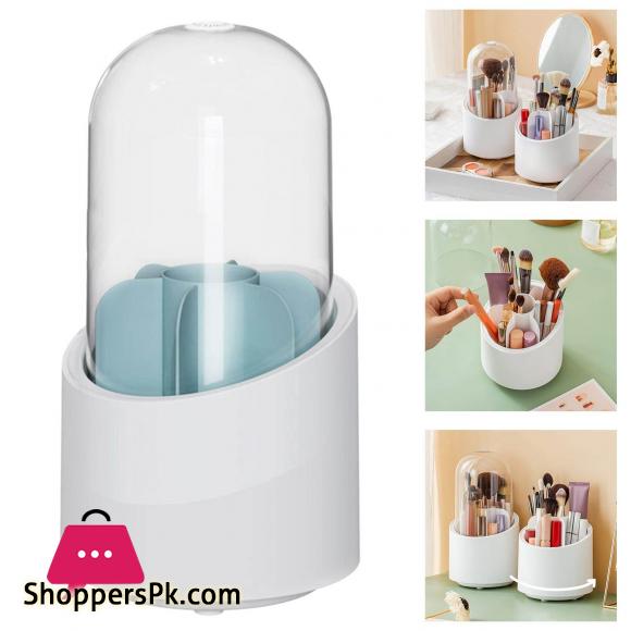 Simple Rotating Makeup Brush Holder 6 Grids Desk Organizer Multipurpose Vanity Storage Box for Mascara Scissors Pen Pot Bathroom Decor