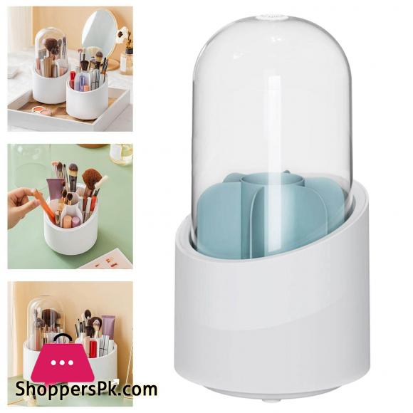 Simple Rotating Makeup Brush Holder 6 Grids Desk Organizer Multipurpose Vanity Storage Box for Mascara Scissors Pen Pot Bathroom Decor