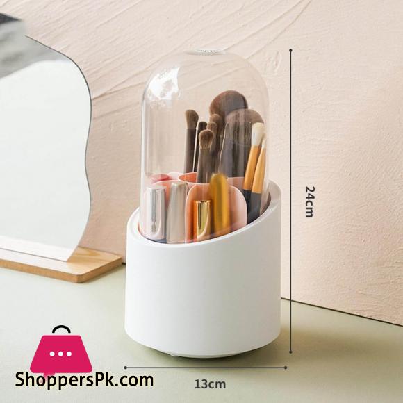 Simple Rotating Makeup Brush Holder 6 Grids Desk Organizer Multipurpose Vanity Storage Box for Mascara Scissors Pen Pot Bathroom Decor