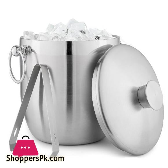Stainless Steel Ice Bucket With Tongs