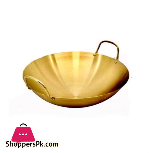 Stainless Steel Matte Gold Stove Chef Wok - 22CM