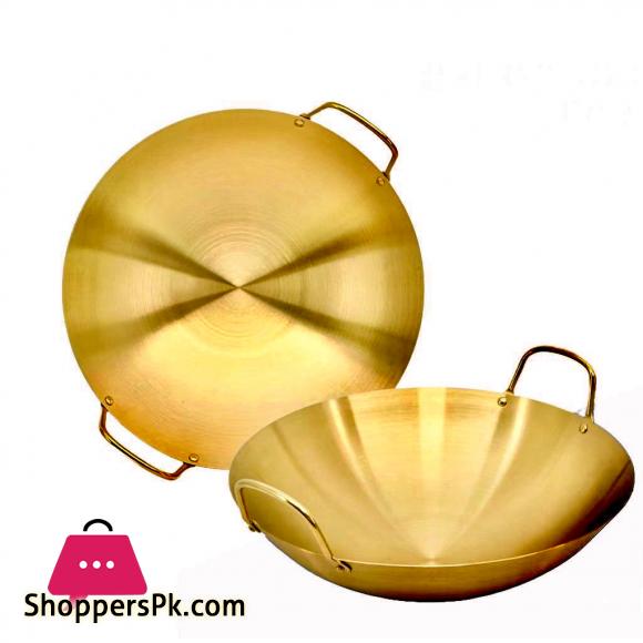Stainless Steel Matte Gold Stove Chef Wok - 22CM