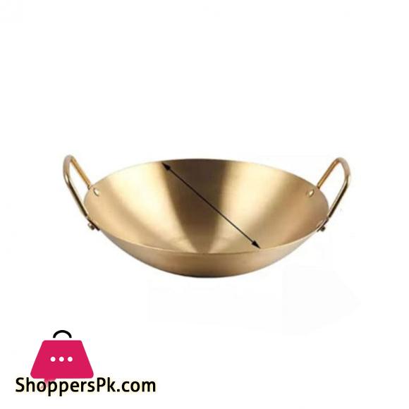 Stainless Steel Matte Gold Stove Chef Wok - 22CM