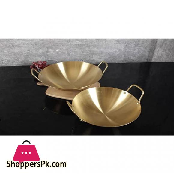 Stainless Steel Matte Gold Stove Chef Wok - 22CM