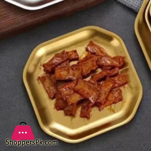 Golden Stainless Octagon BBQ Serving Platter Dinner and Breakfast Plate Tableware 10.5 CM