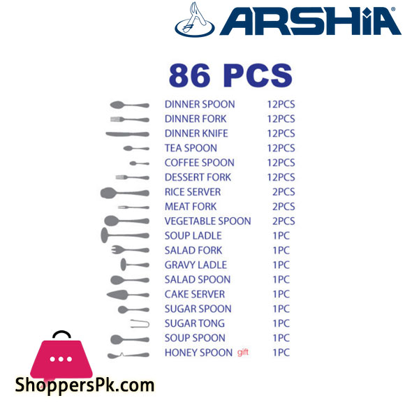 Arshia Gold Matte Cutlery Set 86 Piece TM1401GS