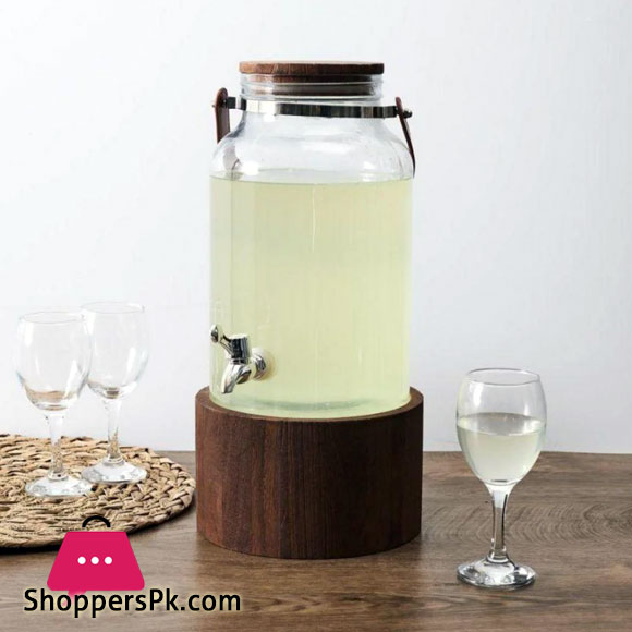 Beverage Dispenser in Glass with Wooden Base 10litres