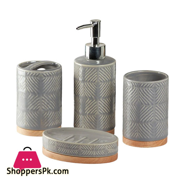 Ceramic Bathroom Accessories Set of 4 Bath Set with Soap Dispenser