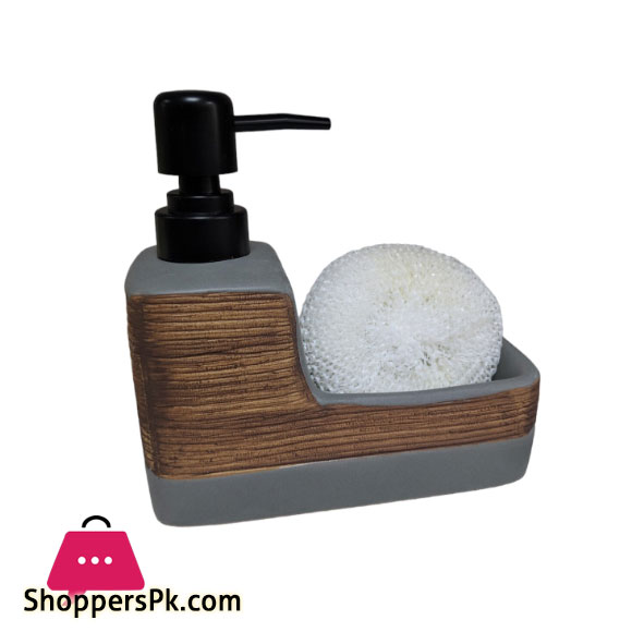 Ceramic Soap Dispenser for Liquid Soap and Holder with Sponge