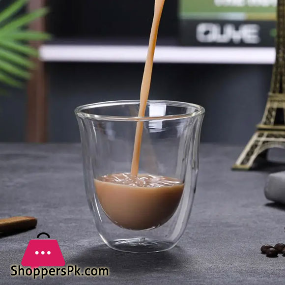 Double Wall Tea Cups Durable Borosilicate Clear Glass Coffee Cups Heat Insulating Glass for Cappuccino Latte Drink Glasses 400ML