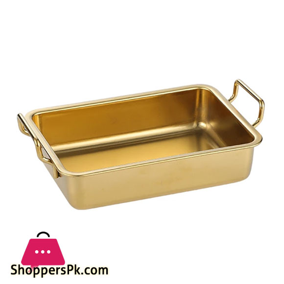 Golden Metallic Palette Stainless Steel Fried Chicken Creative Snack Plate With Handle 40 CM
