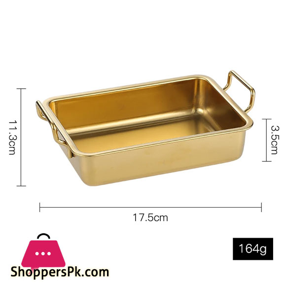 Golden Metallic Palette Stainless Steel Fried Chicken Creative Snack Plate With Handle 35 CM