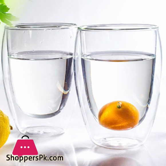 Heat Resistant Double Wall Glass Milk Coffee Water Juice Cup - 250ml