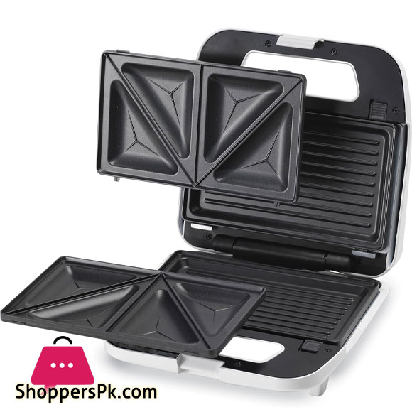 KENWOOD 2-in-1 Sandwich Maker & Grill with 2 Sets of Non Stick Multifunctional Plates for Grilling and Toasted Sandwiches SMP02