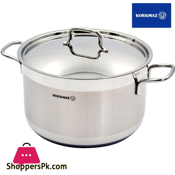 Korkmaz Alfa Stainless Steel Casserole 22x12cm 4Liter Turkey Made