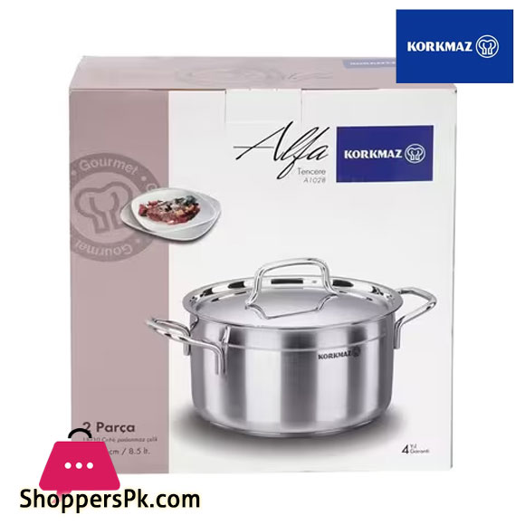 Korkmaz Alfa Stainless Steel Casserole 22x12cm 4Liter Turkey Made