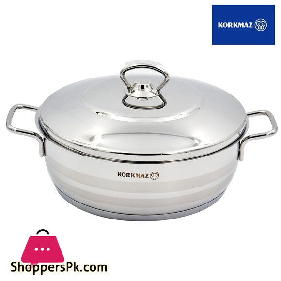 Korkmaz Astra Stainless steel Low Casserole 26x10 cm 5.3 liter Turkey Made