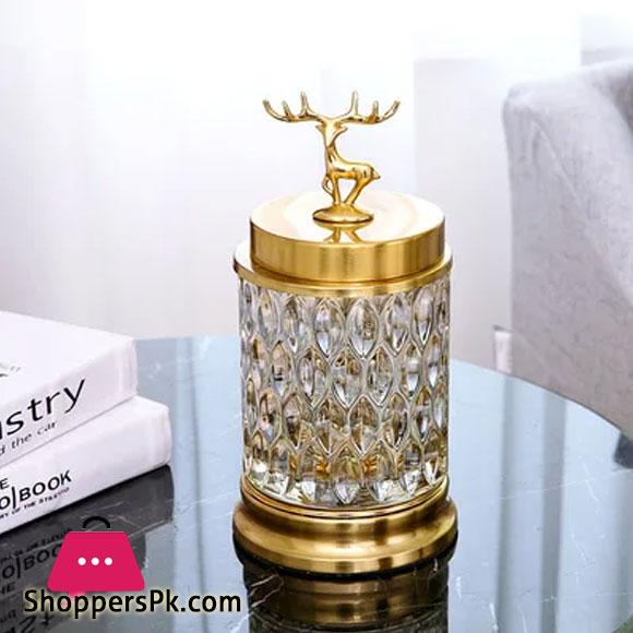 Nordic Glass Storage Jar with Lid Gold Diamond Spices Candy Jewelry Coffee Can Kitchen Organizer 1 - Pcs