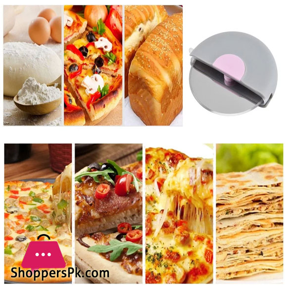 Pizza Cutter Washable Portable Pancake Knife with Lid for Dough Pastry Curved Handle Rotating Kitchen Baking Tools