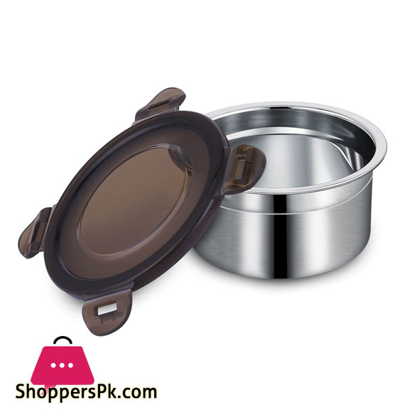 PP Seal Lid Stainless Steel Fresh Food Container Round Shape Lunch Box 2700ML