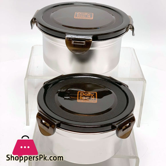 PP Seal Lid Stainless Steel Fresh Food Container Round Shape Lunch Box 1600ML