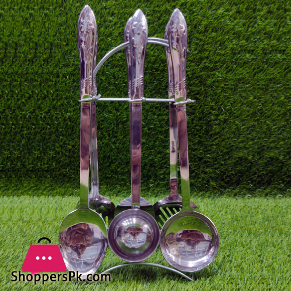 Stainless Steel Heavy Gauge Kitchen Set Cooking Spoon Set of 7 Size 17Inch