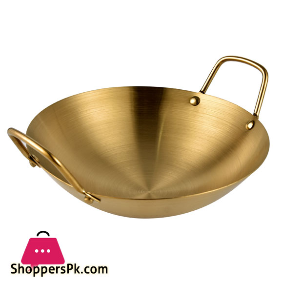 Stainless Steel Matte Gold Stove Chef Wok - 30CM