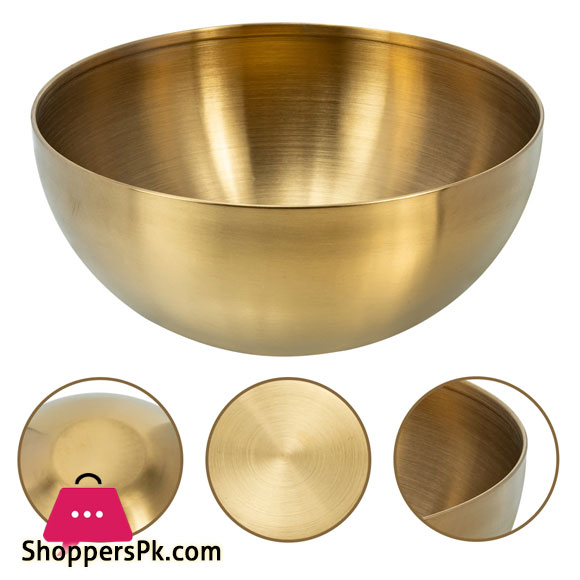 Golden Bowl Stainless Steel Serving Korean Metal Kitchen Container Fruit Noodle Grain Pasta Storage 20CM