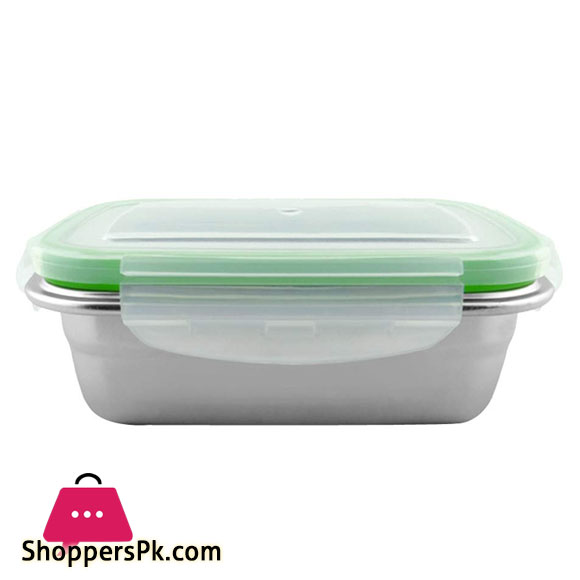 Stainless Steel Square Lunch Box with Transparent Plastic Lid Leak proof 1200ML