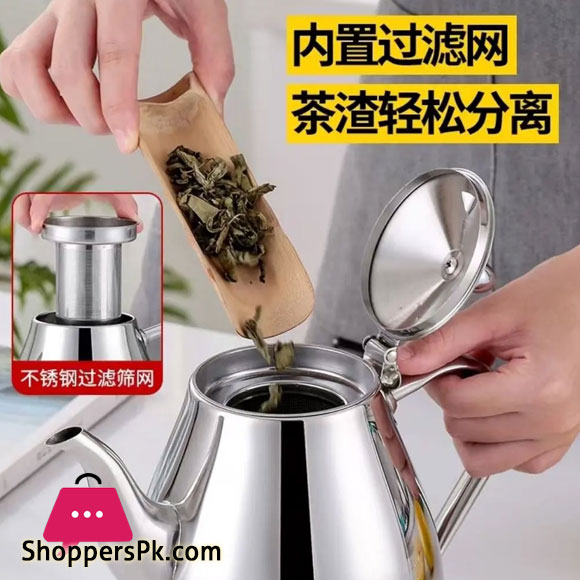 Stainless Steel Tea Pot Teko Coffee Pot With Mesh Filter 2 Liter