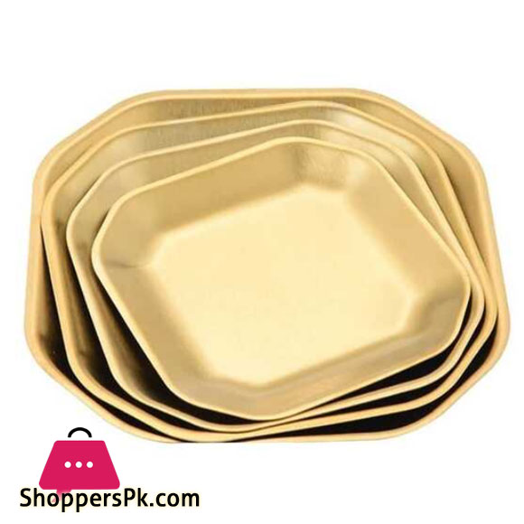Golden Stainless Octagon BBQ Serving Platter Dinner and Breakfast Plate Tableware 10.5 CM