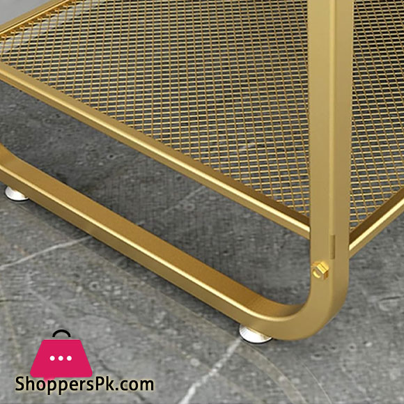 Two Layers Shoe Rack Wrought Iron Metal Creative Table Gold
